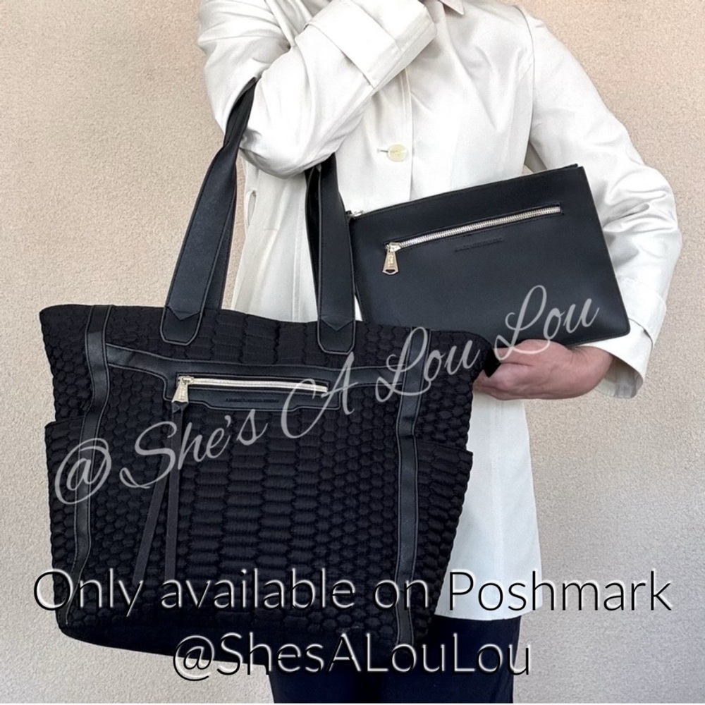 Aimee Kestenberg 🖤 Sicily Pouch & Large Shopper Python Quilted Tote Bag Bundle